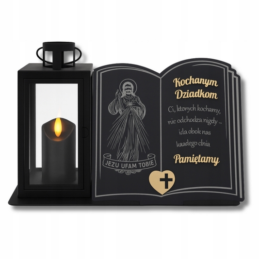 Exkluzívny náhrobkový zapaľovač s LED lampionom a personalizovaným podstavcom